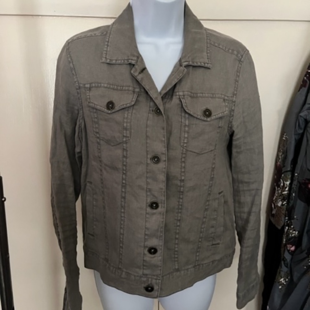 Michael Stars Linen Jacket, Khak green/tan S NWOT